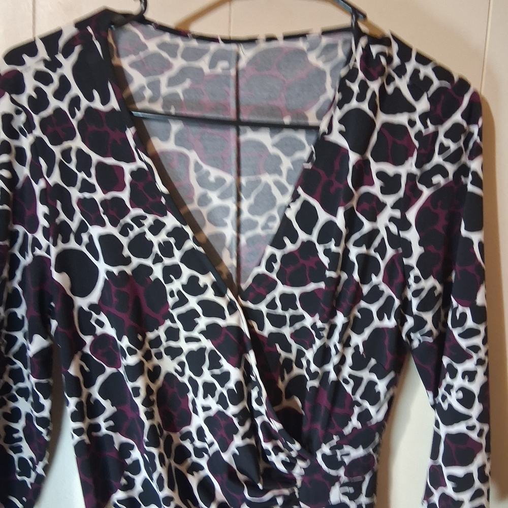 Chic Long Sleeve Animal Print Dress - Picture 2 of 4